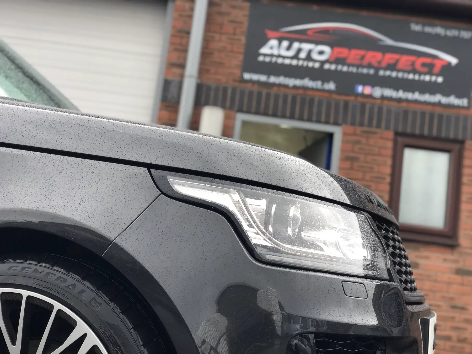 Range Rover front end outside the AutoPerfect unit in Stone, Staffordshire